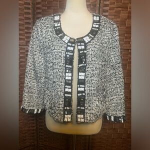 Luciano Dante Black White Short Blazer Business Medium Lots of details